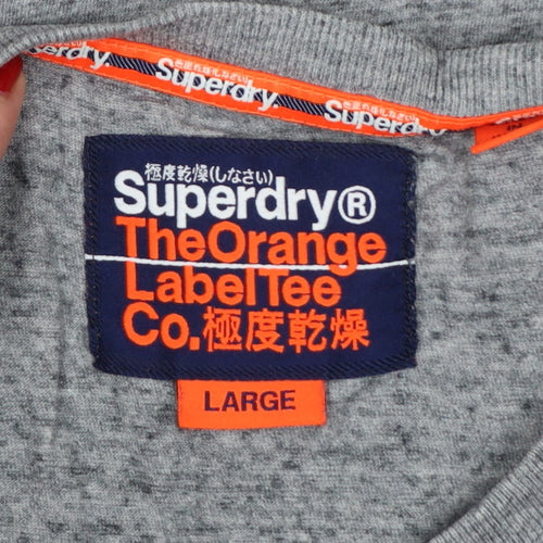 Superdry Men’s Grey L Orange Label Logo Crew Neck T-Shirt