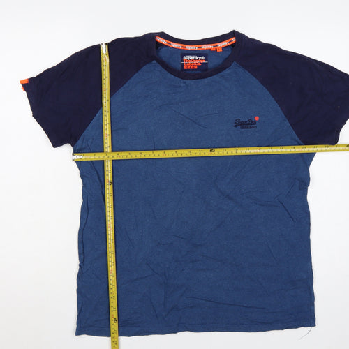 Superdry Men’s Blue L Raglan Colourblock Logo Crew Neck T-Shirt