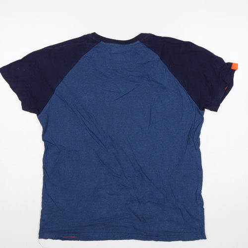 Superdry Men’s Blue L Raglan Colourblock Logo Crew Neck T-Shirt