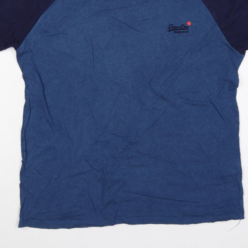 Superdry Men’s Blue L Raglan Colourblock Logo Crew Neck T-Shirt
