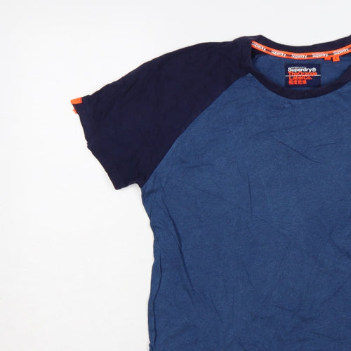 Superdry Men’s Blue L Raglan Colourblock Logo Crew Neck T-Shirt