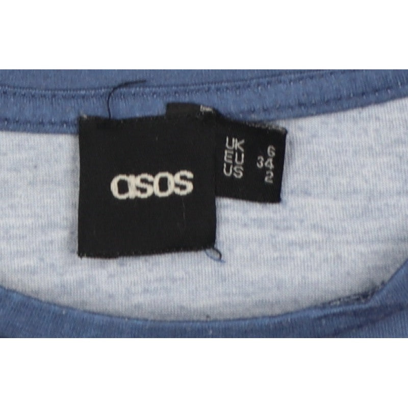 ASOS Women’s Blue Striped Merci Crew Neck Short Sleeve T-Shirt UK 6