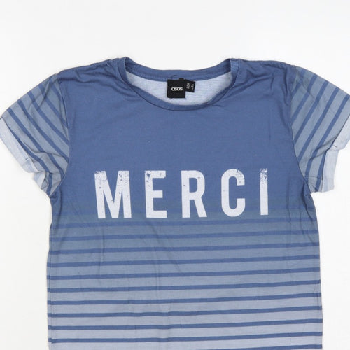 ASOS Women’s Blue Striped Merci Crew Neck Short Sleeve T-Shirt UK 6