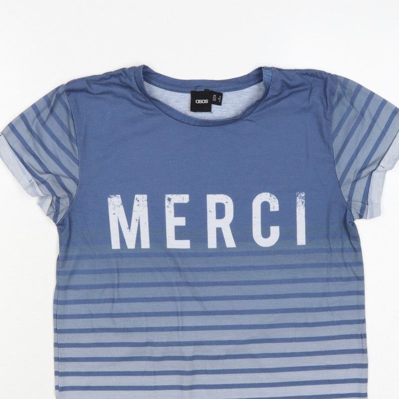 ASOS Women’s Blue Striped Merci Crew Neck Short Sleeve T-Shirt UK 6
