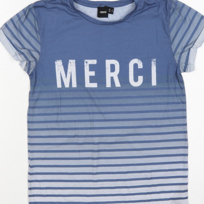 ASOS Women’s Blue Striped Merci Crew Neck Short Sleeve T-Shirt UK 6