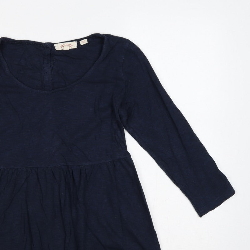 Fat Face Women’s Blue UK 8 Long Sleeve Button Back Tunic Blouse