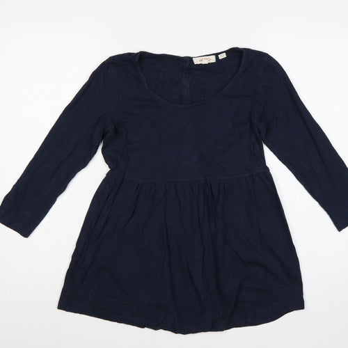 Fat Face Women’s Blue UK 8 Long Sleeve Button Back Tunic Blouse