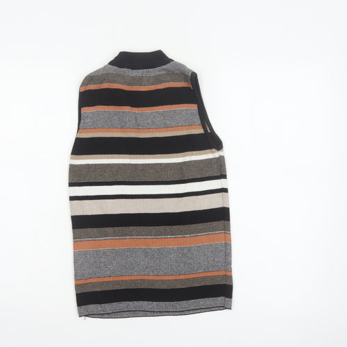 New Look Women’s Black Stripe Roll Neck Knit Tank Top UK 10