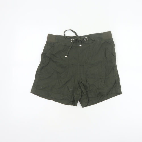 Peacocks Women’s Green Size 10 Linen Blend Drawstring Shorts
