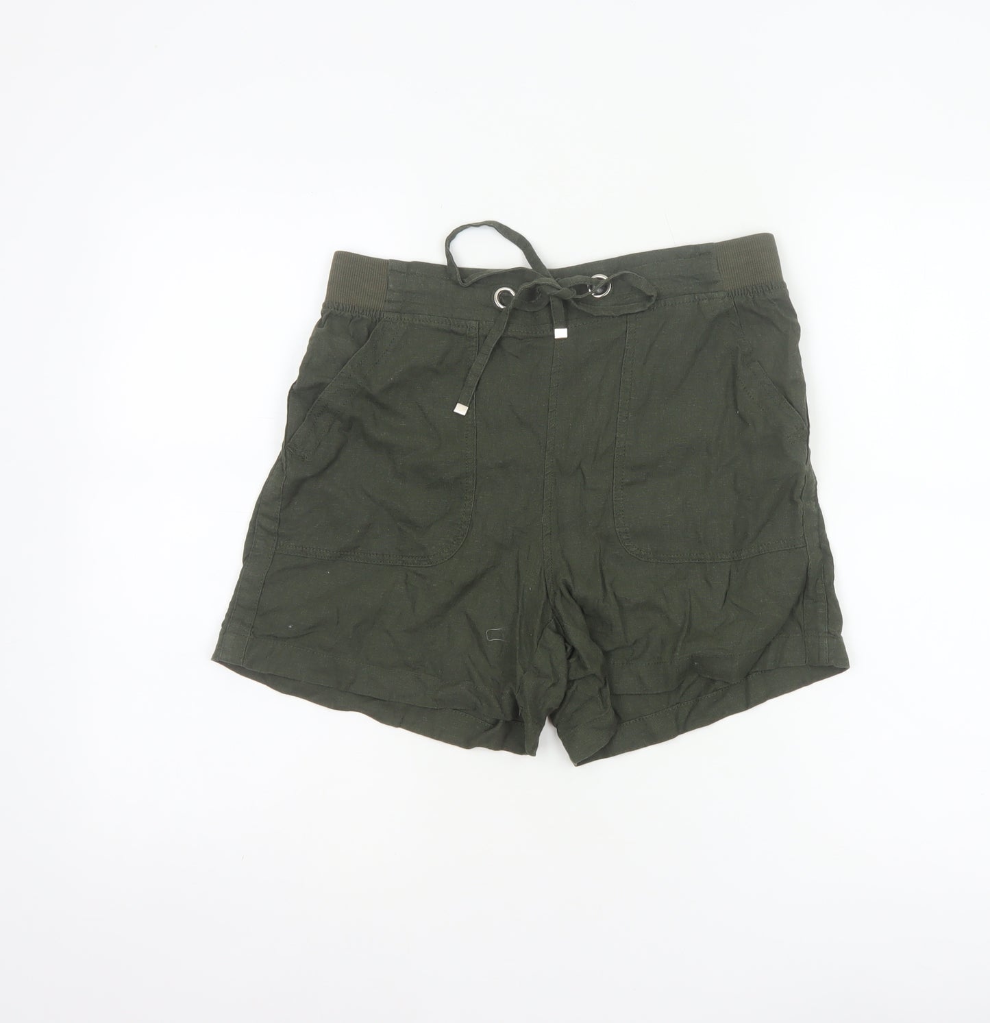 Peacocks Women’s Green Size 10 Linen Blend Drawstring Shorts