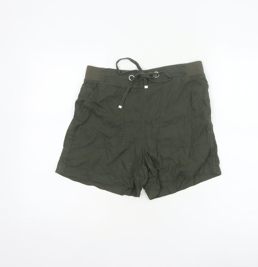 Peacocks Women’s Green Size 10 Linen Blend Drawstring Shorts