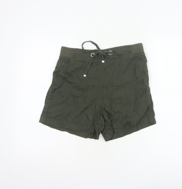 Peacocks Women’s Green Size 10 Linen Blend Drawstring Shorts