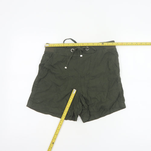 Peacocks Women’s Green Size 10 Linen Blend Drawstring Shorts