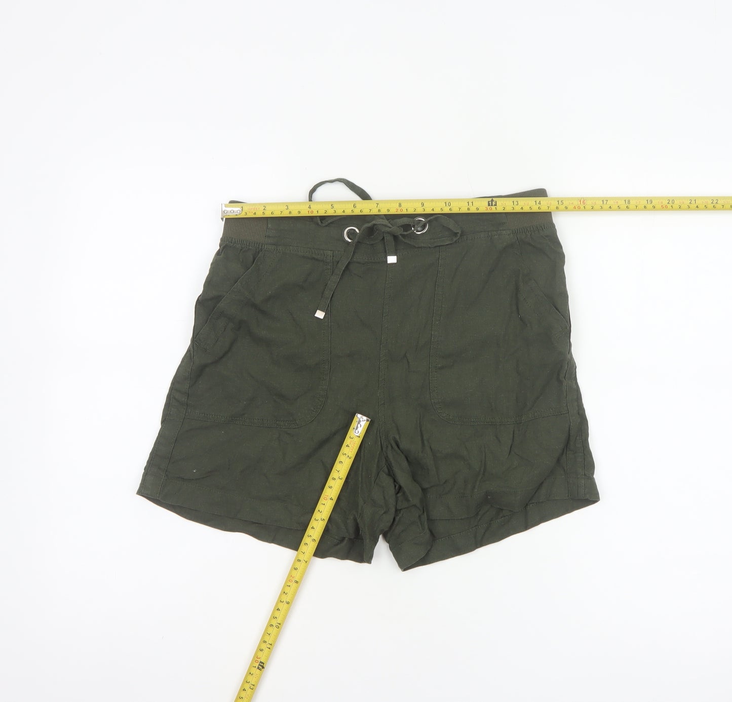 Peacocks Women’s Green Size 10 Linen Blend Drawstring Shorts