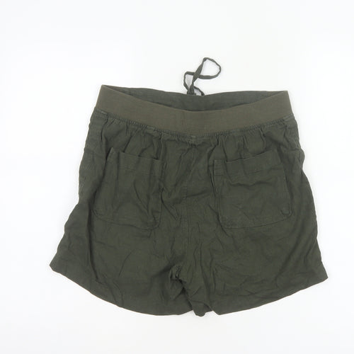 Peacocks Women’s Green Size 10 Linen Blend Drawstring Shorts