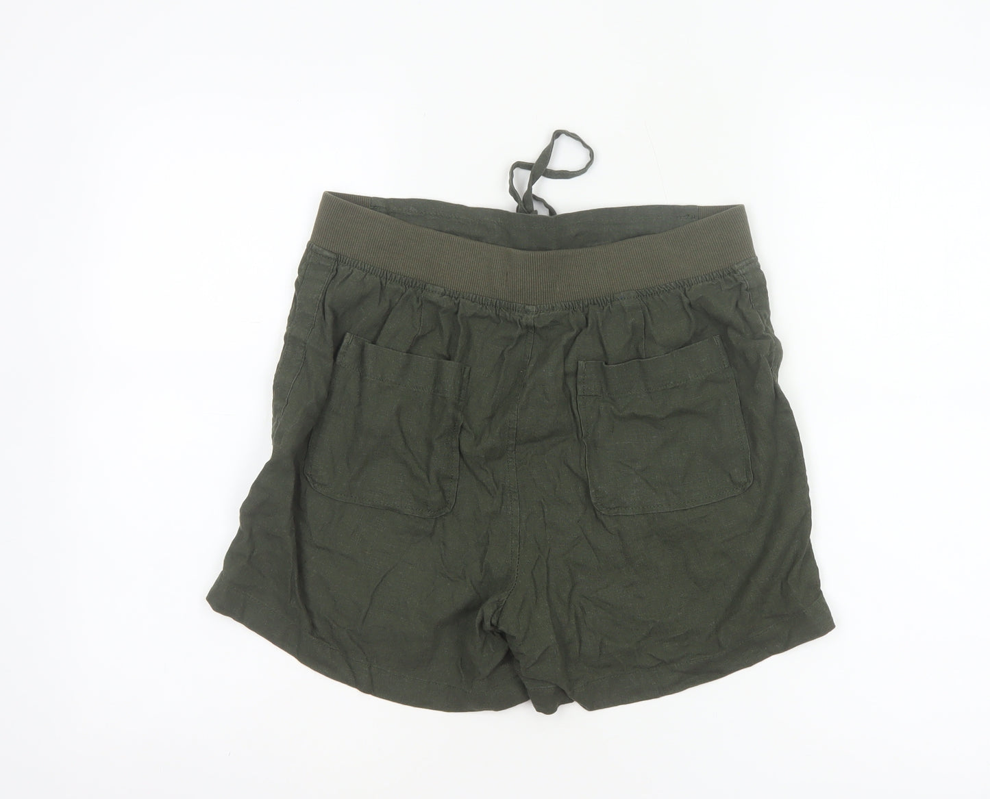 Peacocks Women’s Green Size 10 Linen Blend Drawstring Shorts