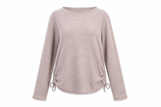Marks and Spencer Women Pink S Jumper Rib Knit Drawstring Pyjama Top