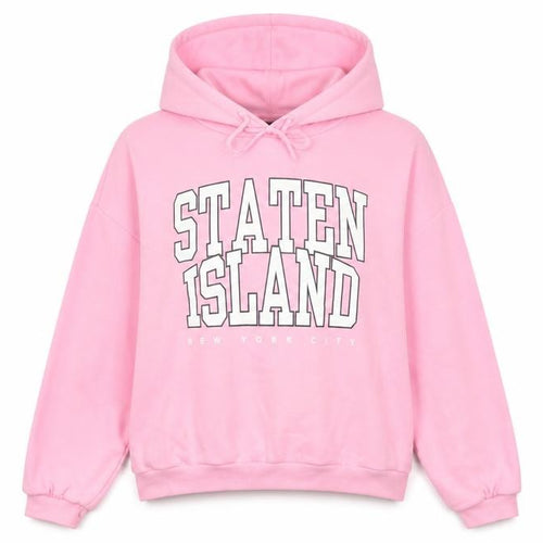 Divided H&M Women’s Pink L State Island NYC Graphic Pullover Hoodie