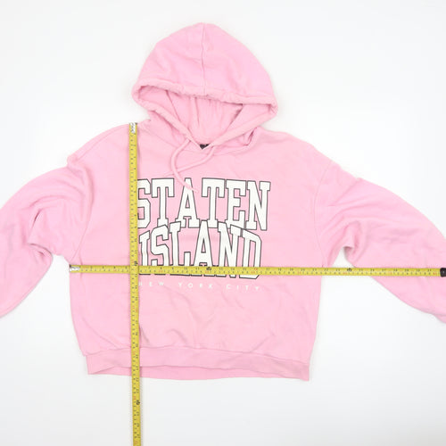 Divided H&M Women’s Pink L State Island NYC Graphic Pullover Hoodie