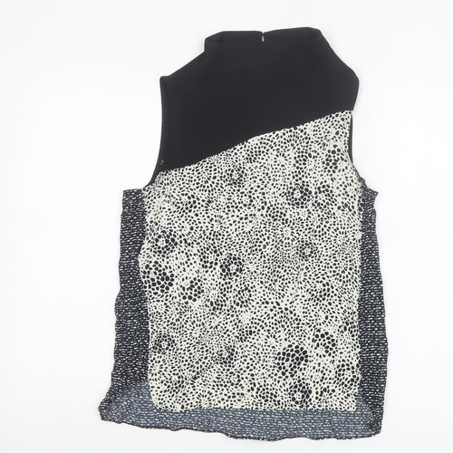 River Island Women Black Ivory Animal Print High Neck Sleeveless Blouse UK 8