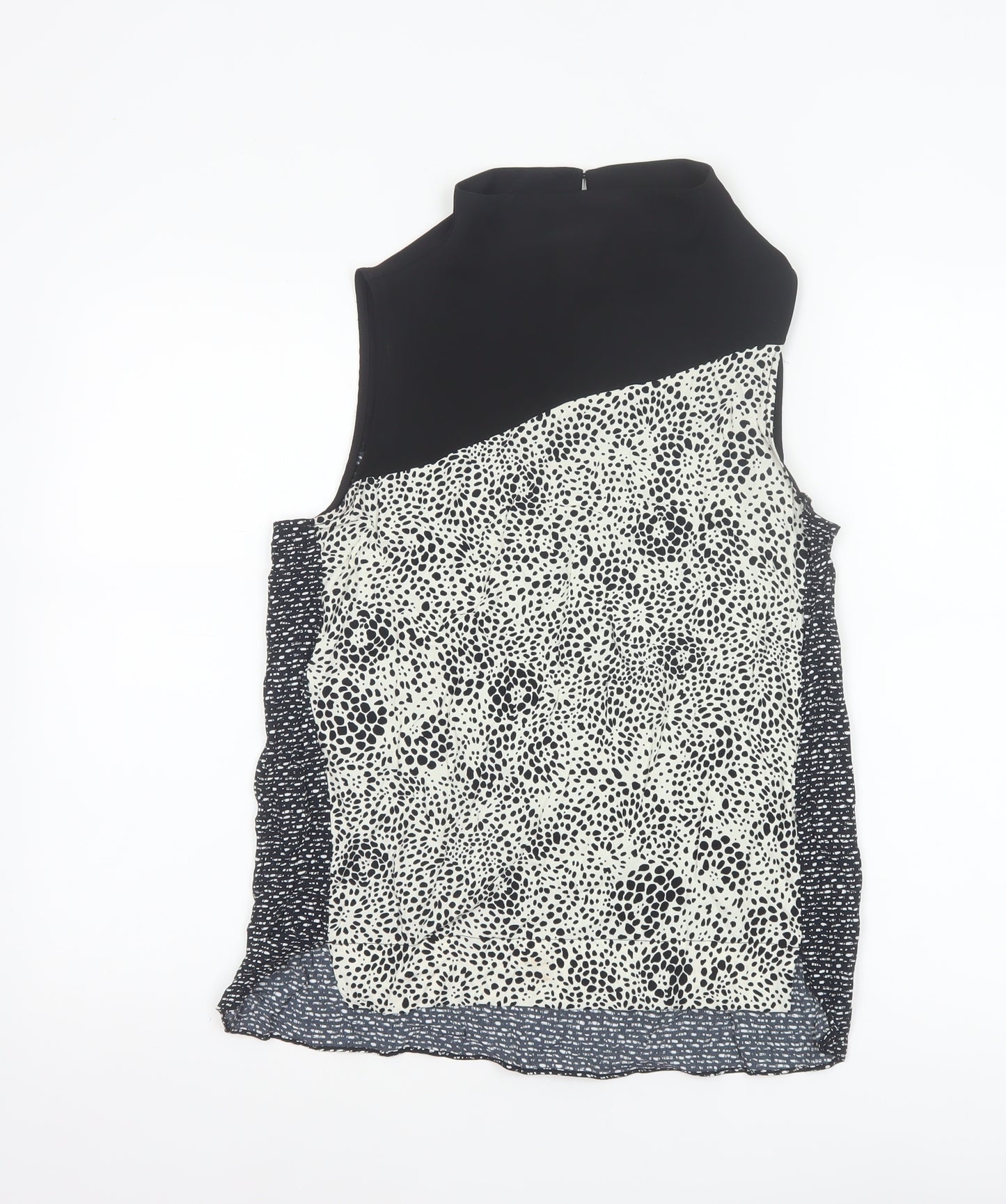 River Island Women Black Ivory Animal Print High Neck Sleeveless Blouse UK 8