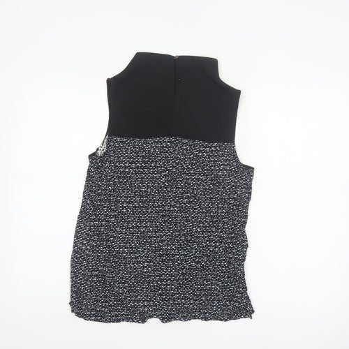 River Island Women Black Ivory Animal Print High Neck Sleeveless Blouse UK 8