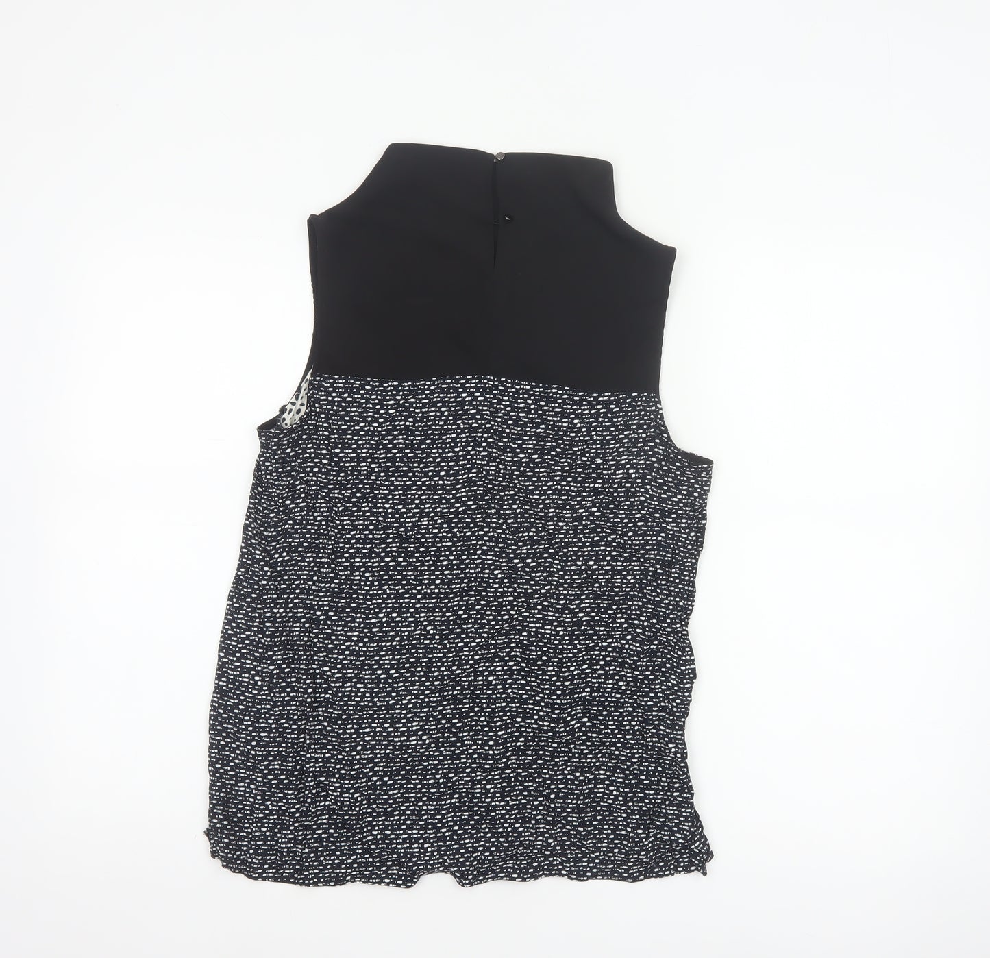 River Island Women Black Ivory Animal Print High Neck Sleeveless Blouse UK 8
