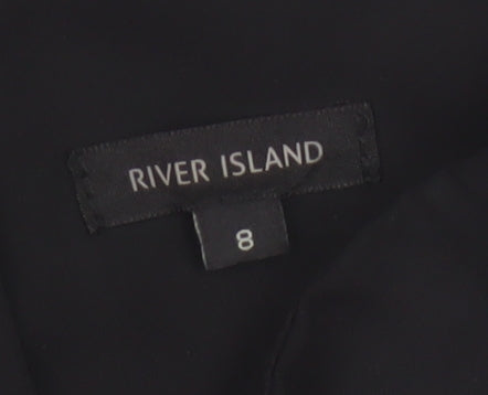 River Island Women Black Ivory Animal Print High Neck Sleeveless Blouse UK 8