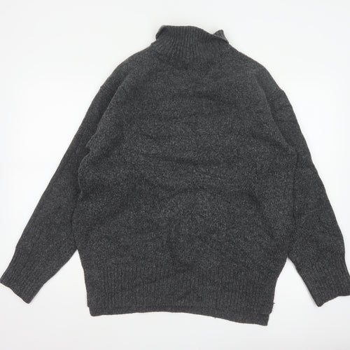 H&M Women’s Grey Size 10 Roll Neck Chunky Knit Jumper