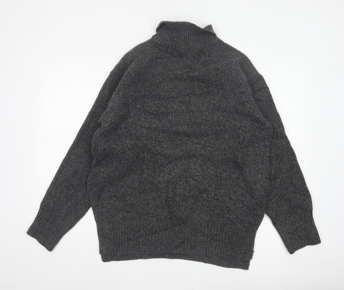 H&M Women’s Grey Size 10 Roll Neck Chunky Knit Jumper