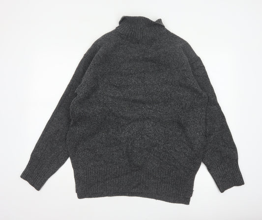 H&M Women’s Grey Size 10 Roll Neck Chunky Knit Jumper