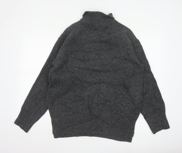 H&M Women’s Grey Size 10 Roll Neck Chunky Knit Jumper