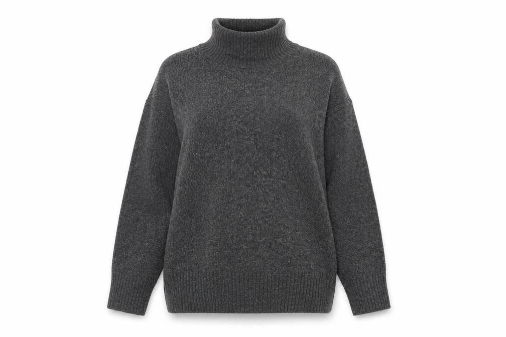 H&M Women’s Grey Size 10 Roll Neck Chunky Knit Jumper
