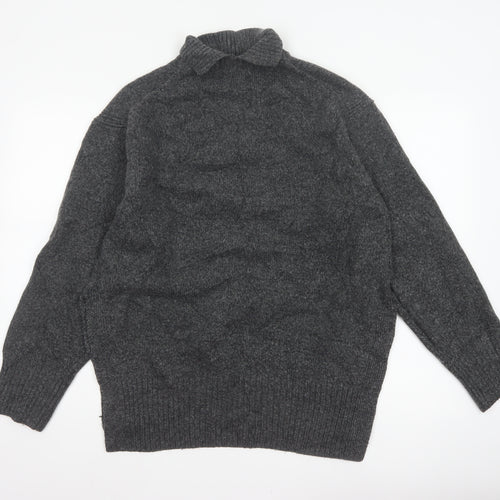 H&M Women’s Grey Size 10 Roll Neck Chunky Knit Jumper