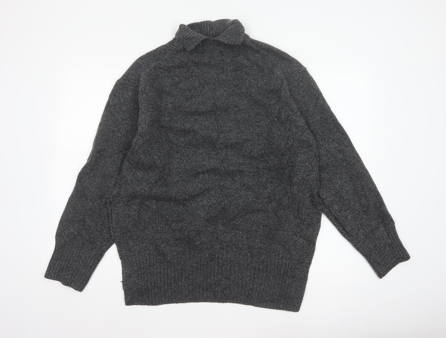 H&M Women’s Grey Size 10 Roll Neck Chunky Knit Jumper