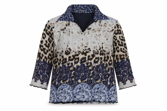 Street One Women Multicolour UK 16 Tunic Blouse Leopard Print Sheer