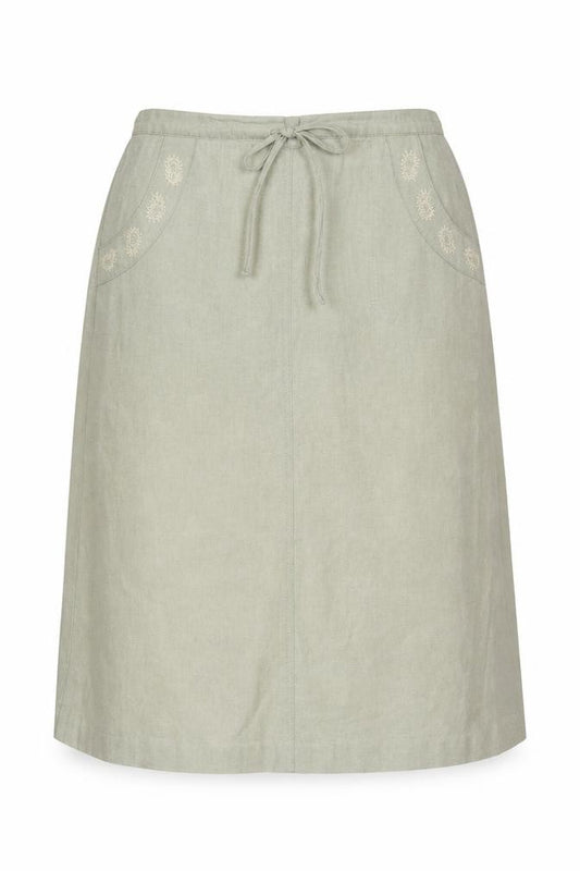 EWM Pure Classics Women Beige Size 16 Floral Embroidered Wrap Maxi Skirt