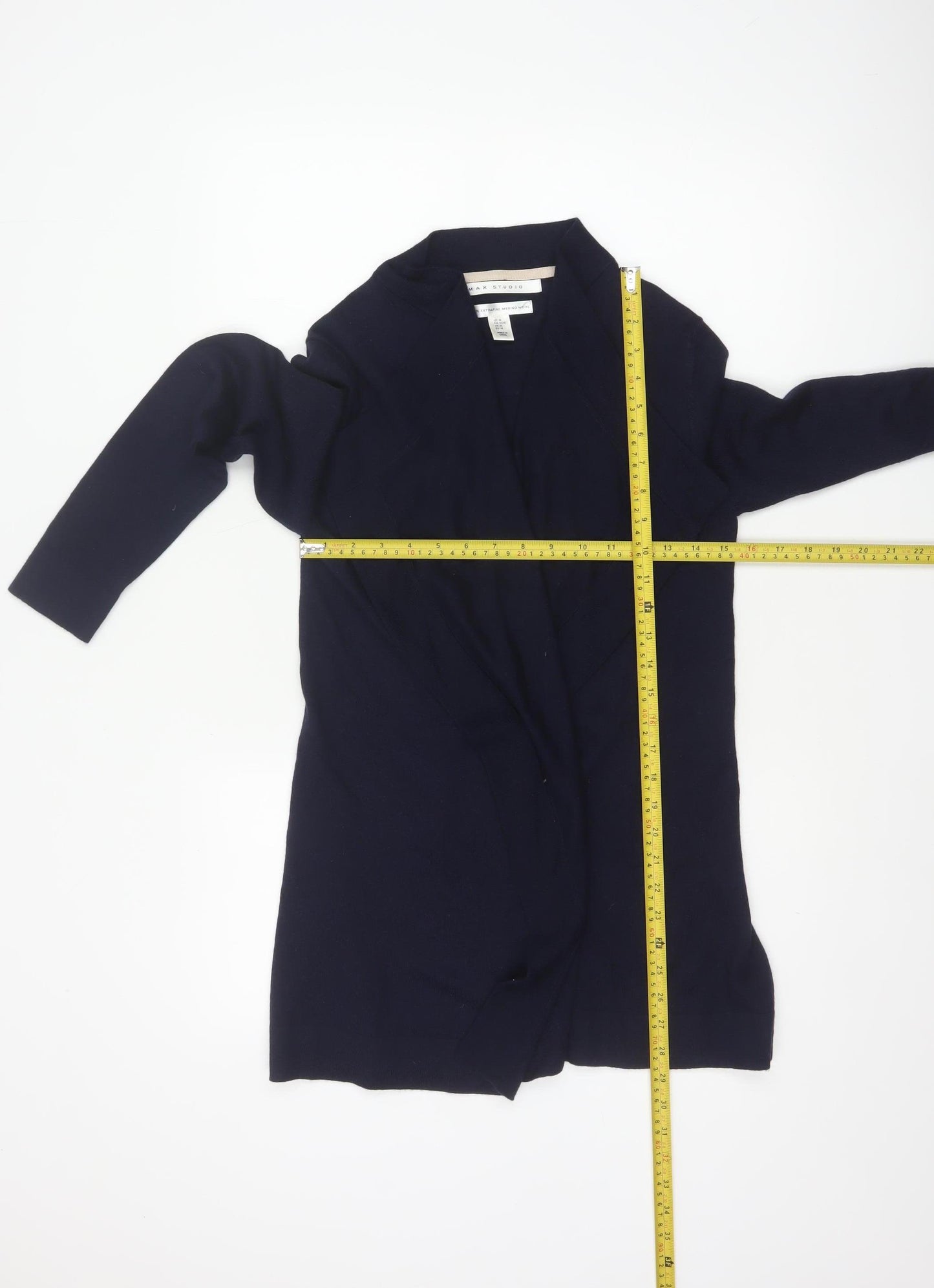 Max Studio Women’s Blue Merino Wool Open Cardigan Size M