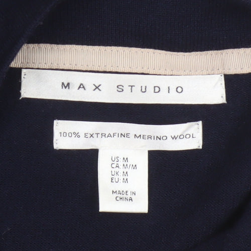 Max Studio Women’s Blue Merino Wool Open Cardigan Size M