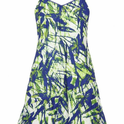 Per Una Women Blue Green UK 14 Fit & Flare Long Cotton Lace Dress