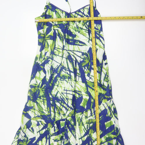 Per Una Women Blue Green UK 14 Fit & Flare Long Cotton Lace Dress