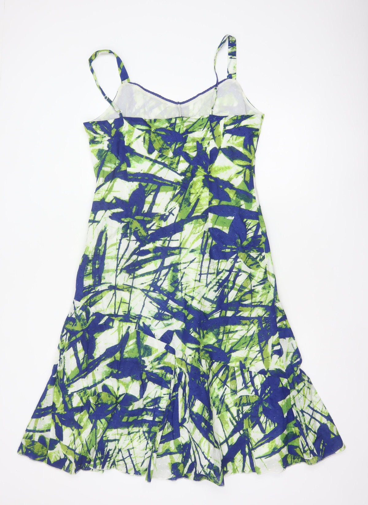 Per Una Women Blue Green UK 14 Fit & Flare Long Cotton Lace Dress
