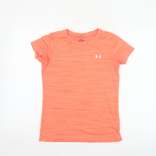 Under Armour Women Orange XS Basic Loose Gym Training T-Shirt