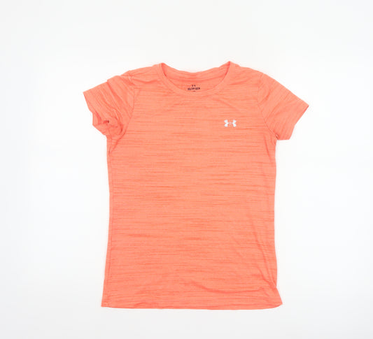Under Armour Women Orange XS Basic Loose Gym Training T-Shirt