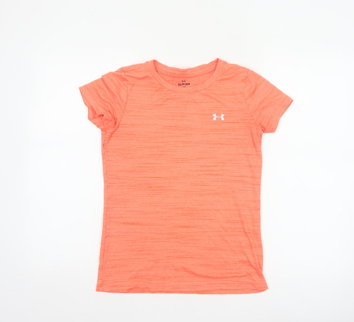 Under Armour Women Orange XS Basic Loose Gym Training T-Shirt