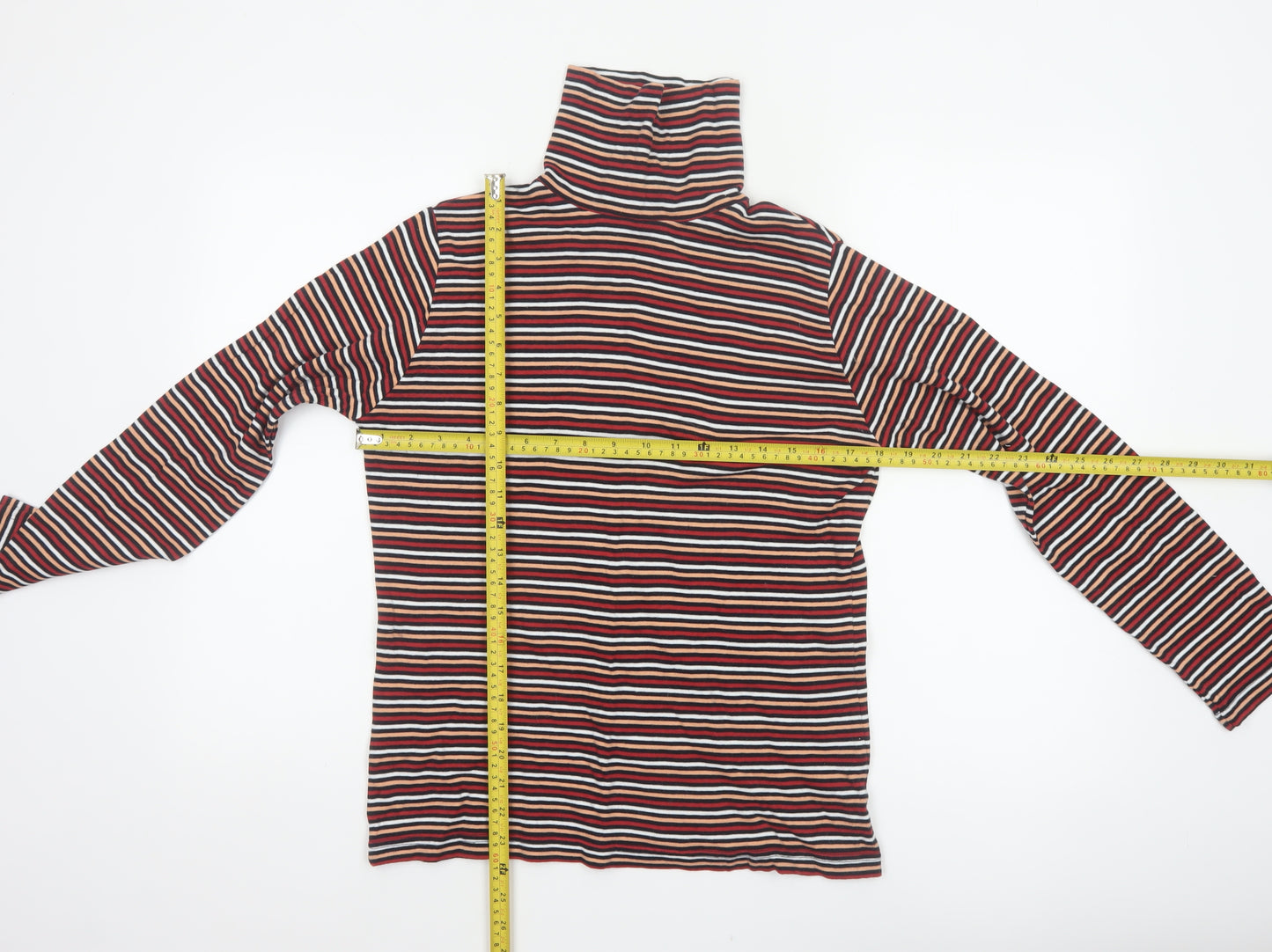 Lille Women Multicoloured UK 14 Striped Cotton Roll Neck Jersey Top