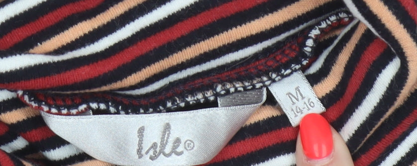 Lille Women Multicoloured UK 14 Striped Cotton Roll Neck Jersey Top