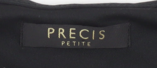 Precis Petite Women Black S Fitted Sheer Knit Scoop Neck Top