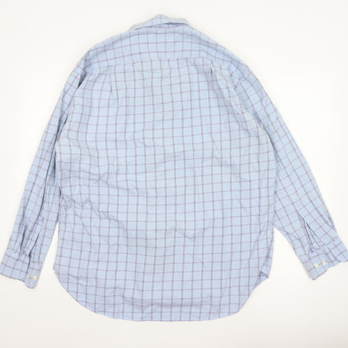Joseph Turner Men's Blue L Pure Cotton Check Long Sleeve Button-Up Shirt