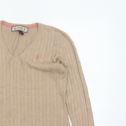 Jack Murphy Women’s Beige UK 14 Cable Knit V-Neck Jumper